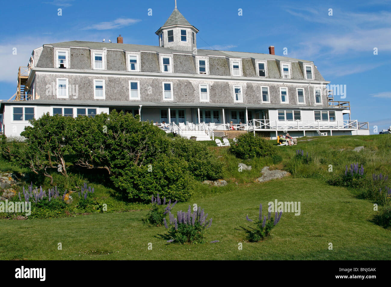 Maine Küste Monhegan Island Künstler Kolonie New England USA remote Offshore-Hafen Island Inn Stockfoto