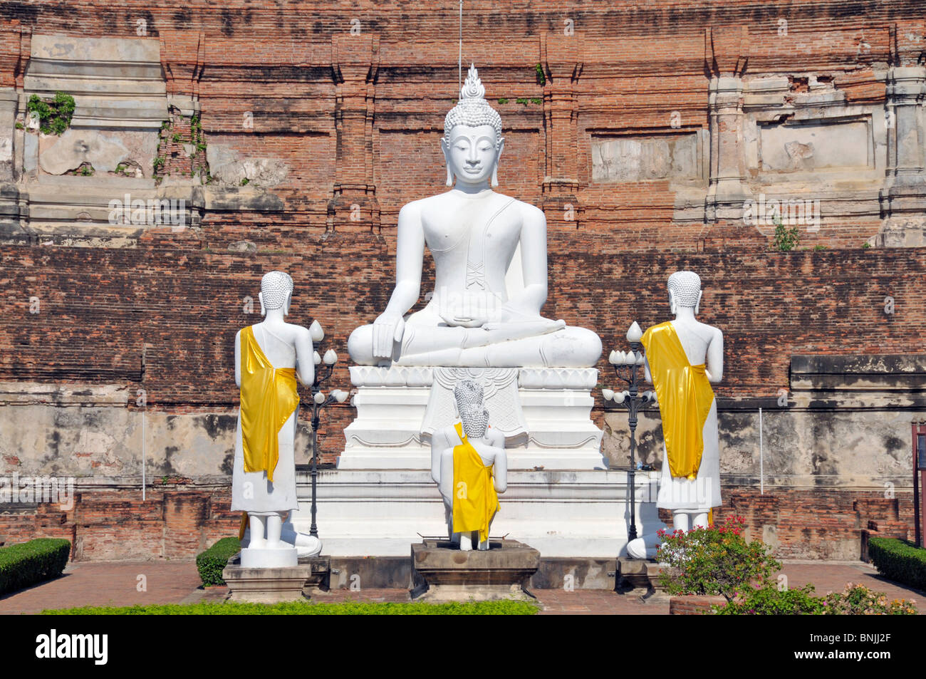 Architektur Asien Ayutthaya Bhumisparsa Mudra Buddha Buddha Figur Buddhas Statue Buddhismus Cetiya Chedi Chetiya Erde touch Stockfoto