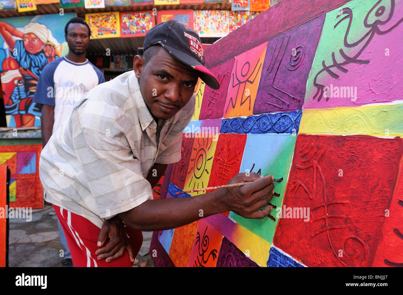 Künstler Gemälde Las Terrenas Dominikanische Republik Farbe Kunst Souvenir Reisen Tourismus Urlaub Caribbean Stockfoto