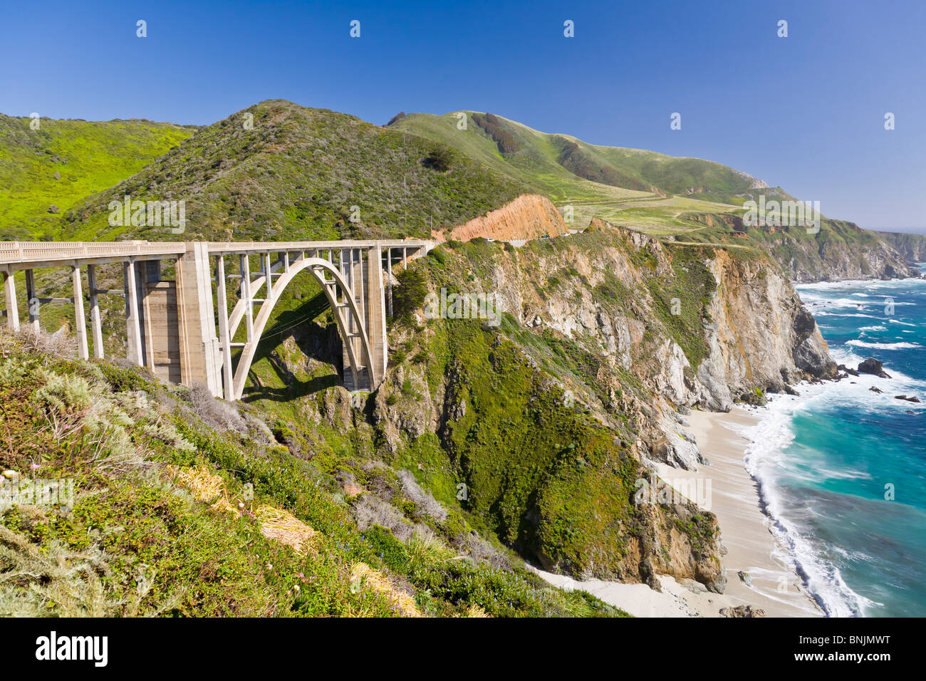 Bixby Bridge auf Pazifikküste Rt1 in Big Sur, Kalifornien Stockfoto
