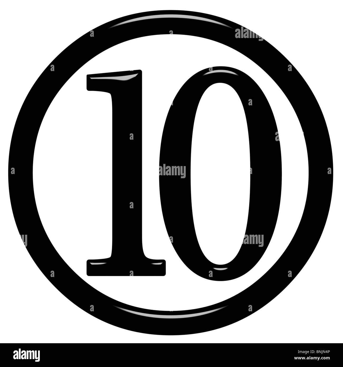 3D gerahmt Nummer 10 Stockfoto