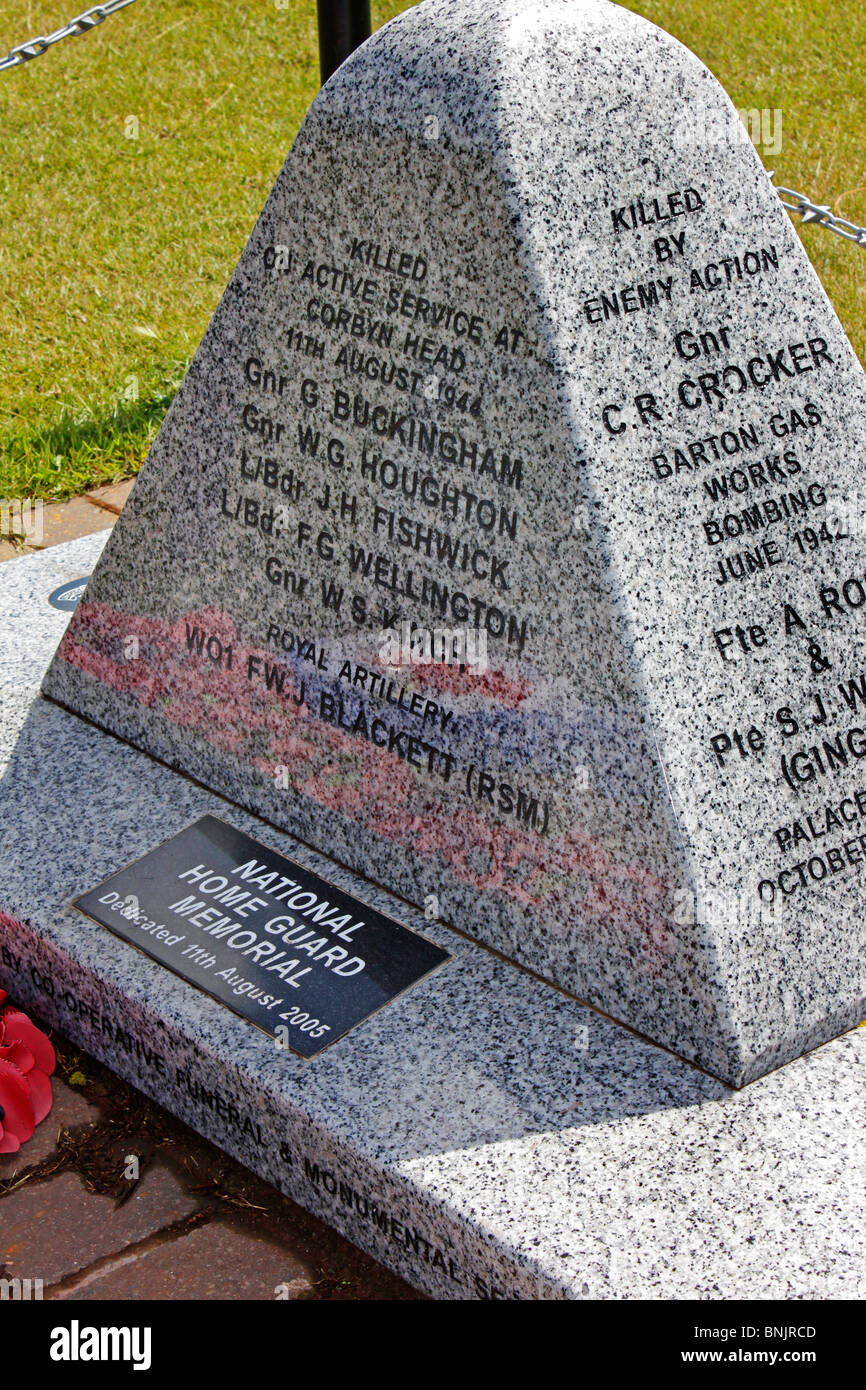 Weltkrieg Freiwilligenarmee Heimwehr Denkmal für die Opfer durch Feindeinwirkung im Corbyn Head Torquay Stockfoto