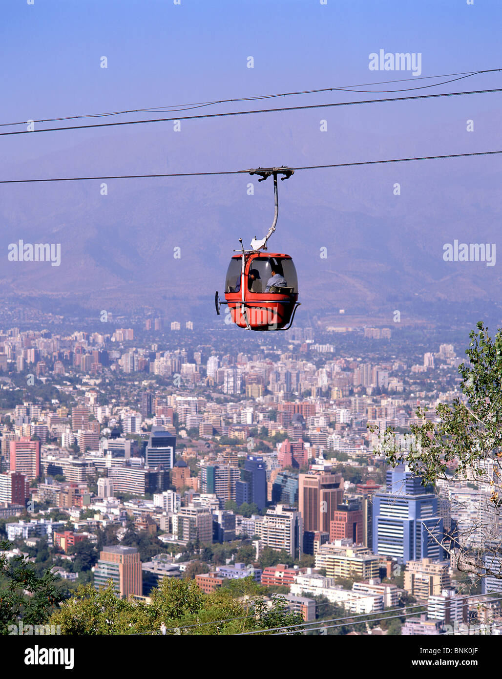 Stadtzentrum mit Seilbahn, Santiago, Provinz Santiago, Chile Stockfoto