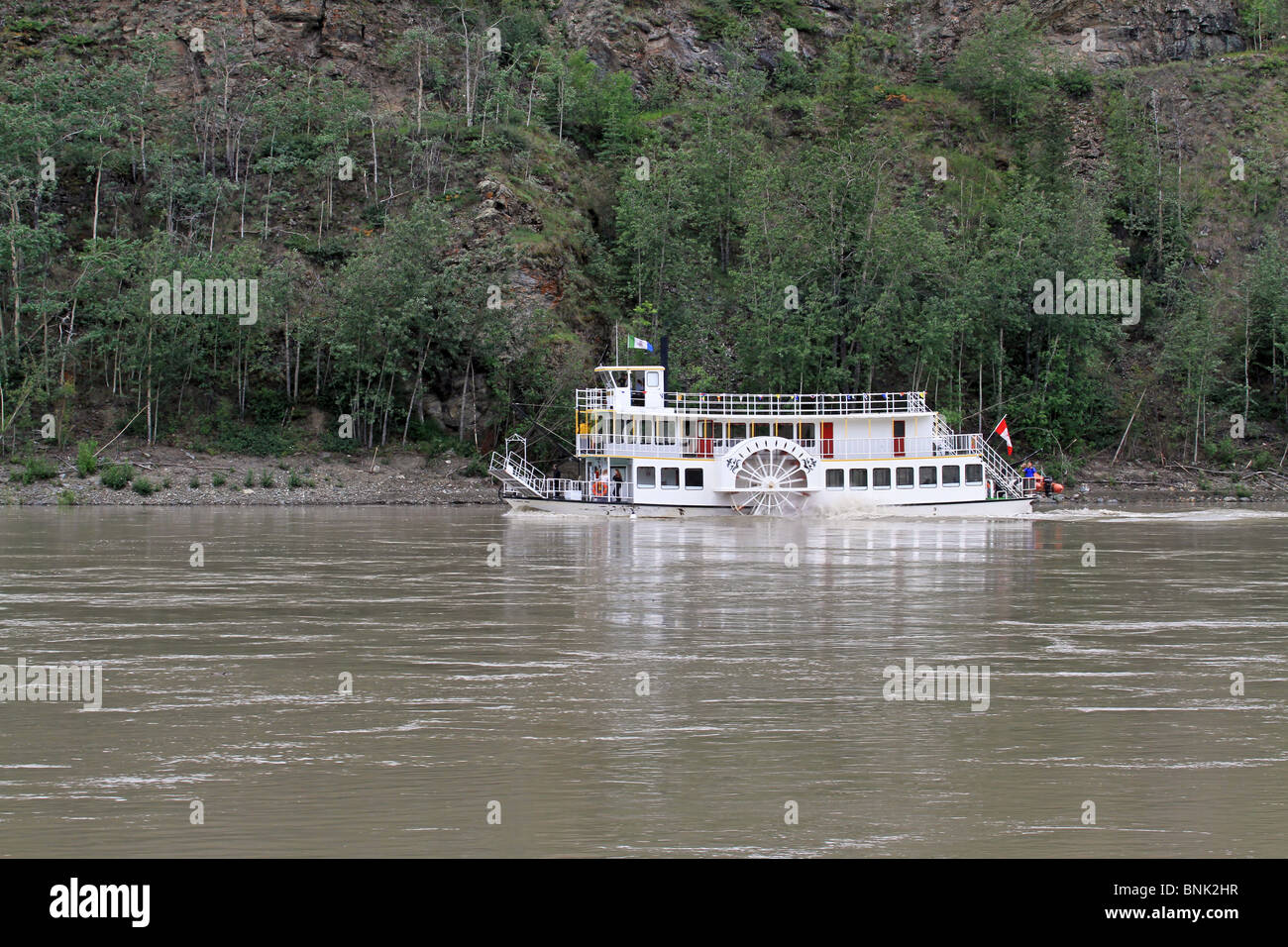 Dampf-Seite Paddelboot am Yukon River, Dawson City, Kanada. Stockfoto