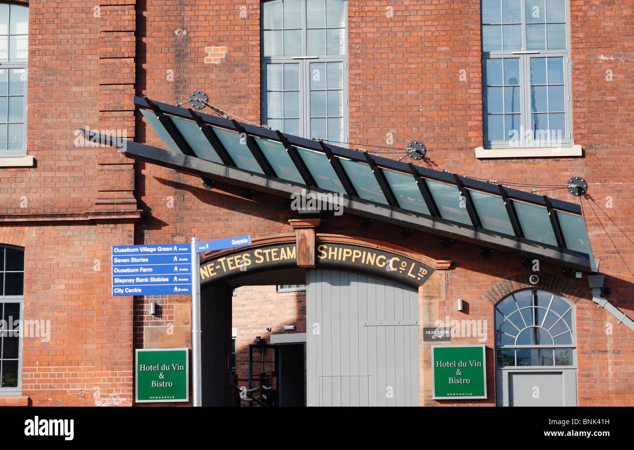 Hotel Du Vin & Bistro in das ehemalige Wohnhaus des Tyne Tees Steam Shipping Company an der City Road in Newcastle Upon Tyne, England. Stockfoto