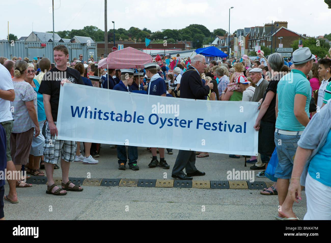Banner, Anzeigen von Whitstable Oyster Festival Stockfoto