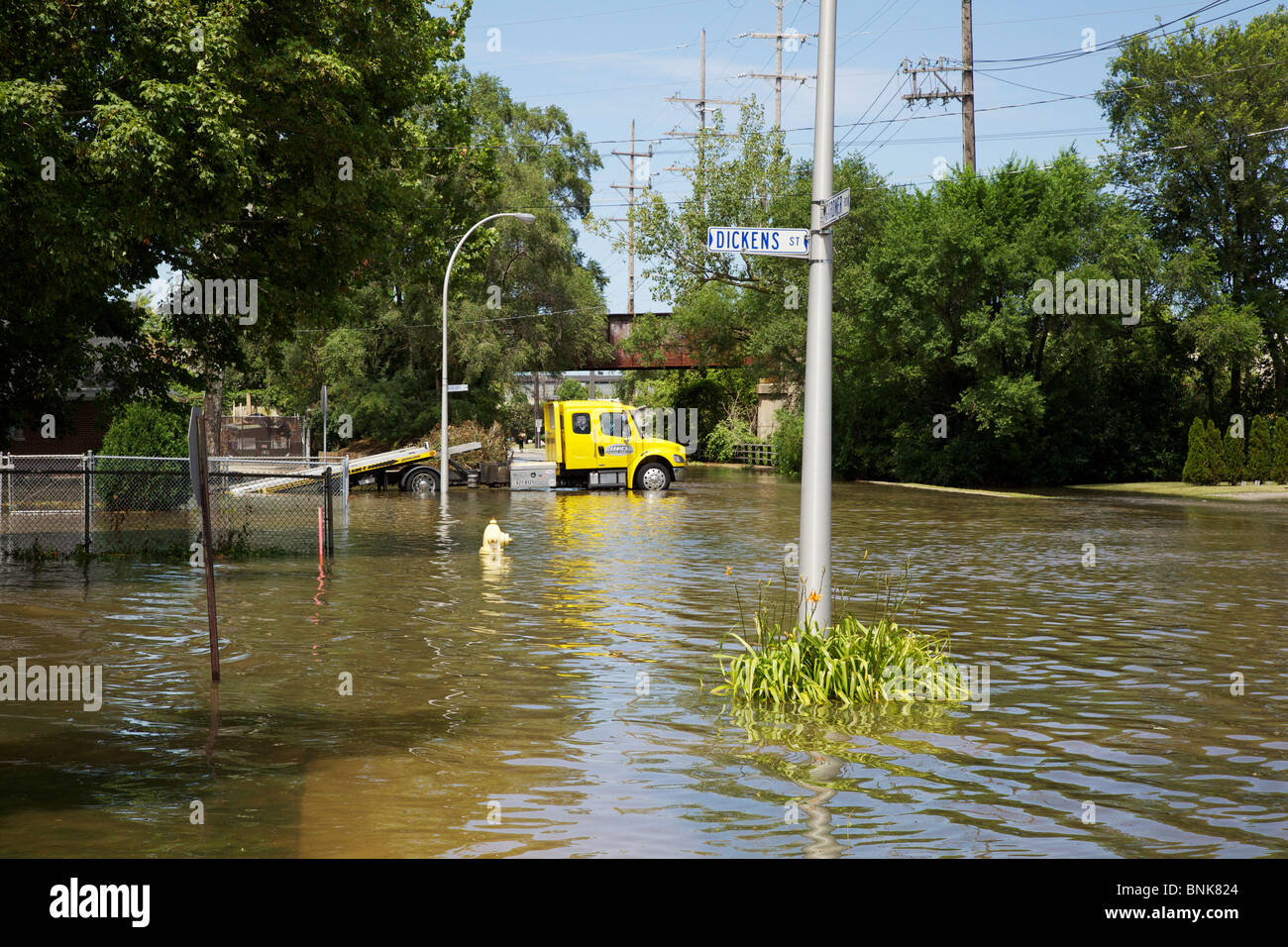 Überfluteten Kreuzung. Westchester, Illinois. Stockfoto