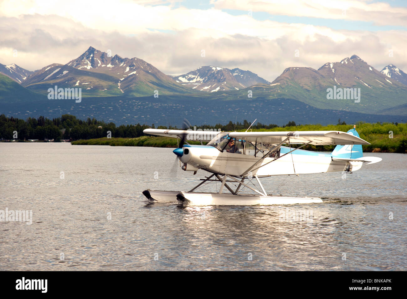 Wasserflugzeug um Lake Hood Seaplane Base Anchorage Alaska Stockfoto