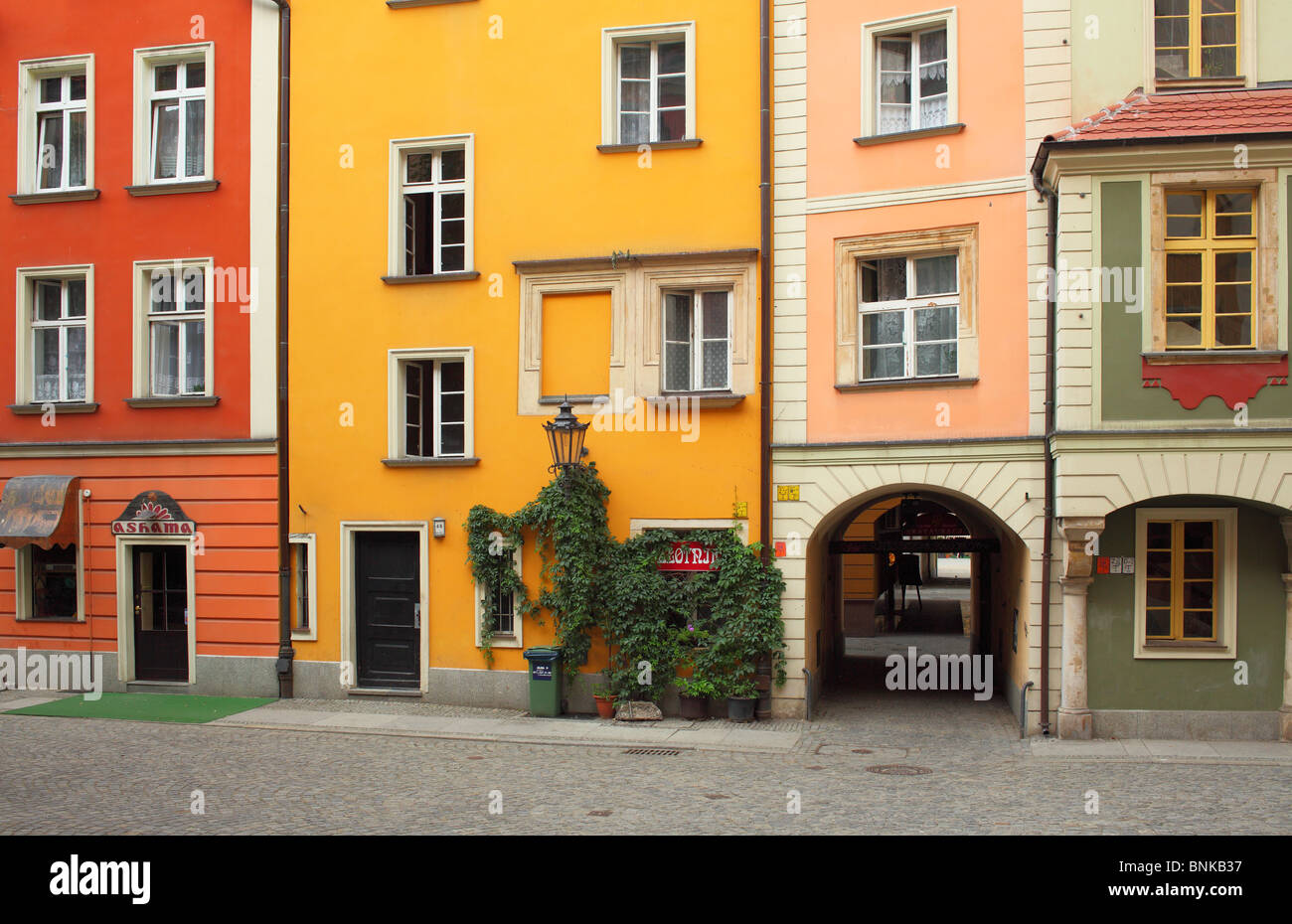 Breslau Altmarkt bunten Fassaden der historischen Bürgerhäuser Stockfoto