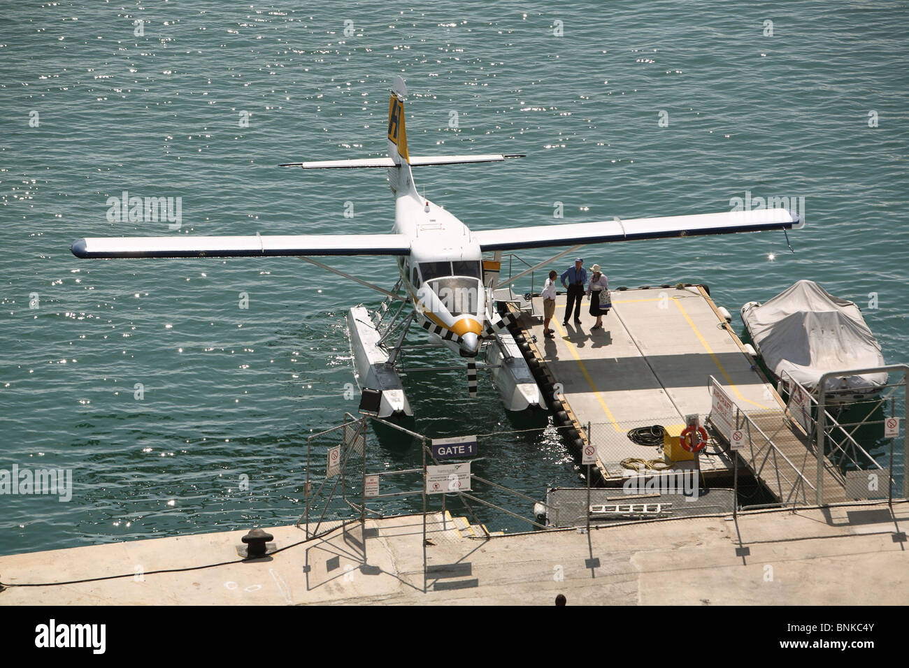 Wasserflugzeug bei Valetta Hafen Malta Dehavilland Dhc-3 Turbine einzelne Otter aircraft Stockfoto