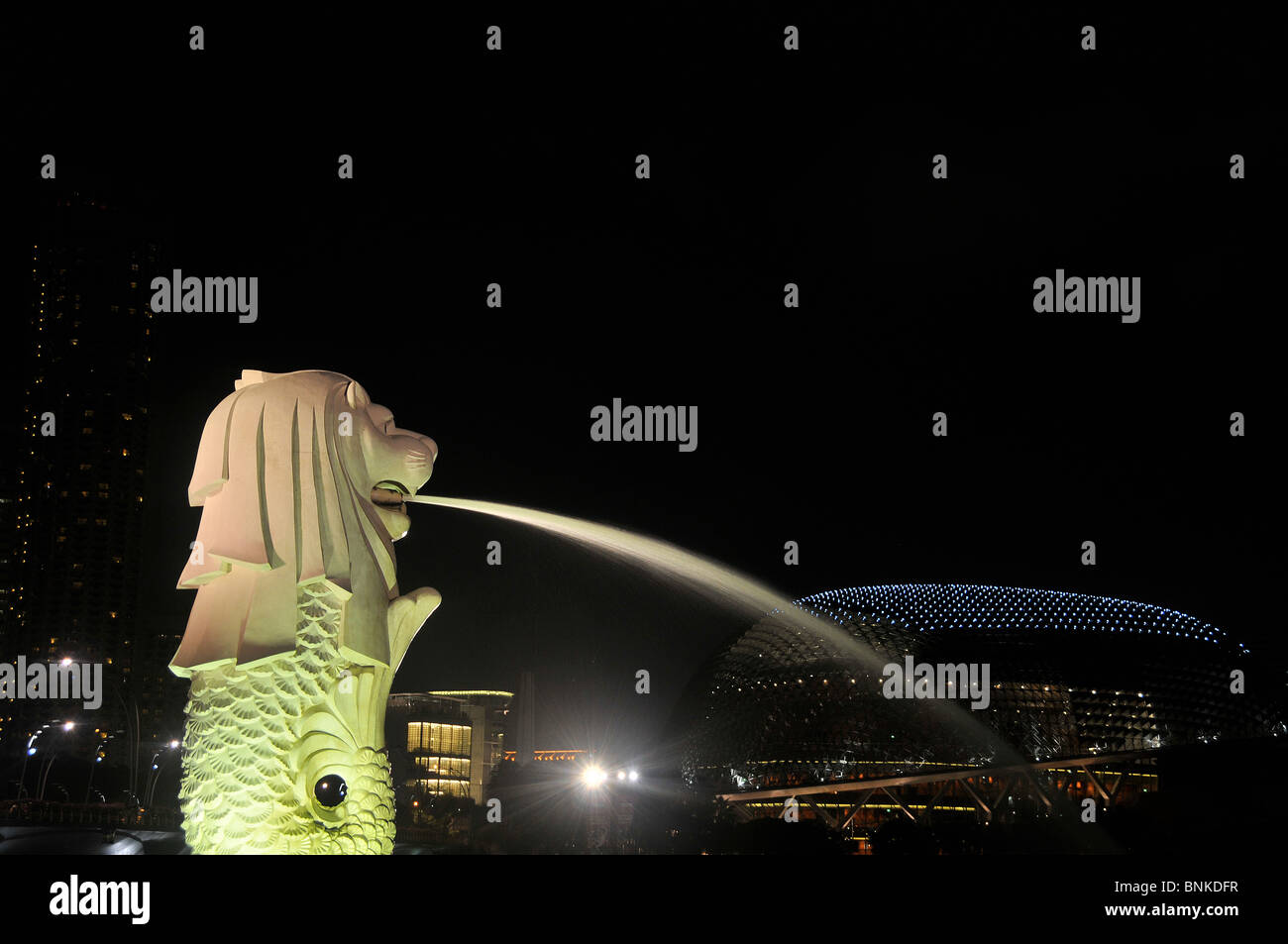 Merlion Statue von Nacht, Singapur, Asien Stockfoto