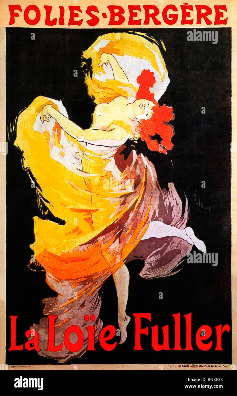 Jules Cheret, Folies Bergeres, Loie Fuller, 1893-Jugendstil-Plakat für die amerikanische Tänzerin, Marie-Louise Fuller Stockfoto