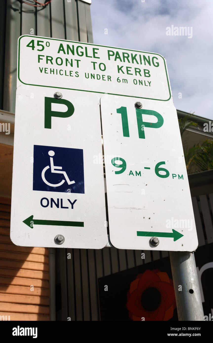 Kein Parkplatz Schilder, Byron Bay, New South Wales, Australien. Stockfoto