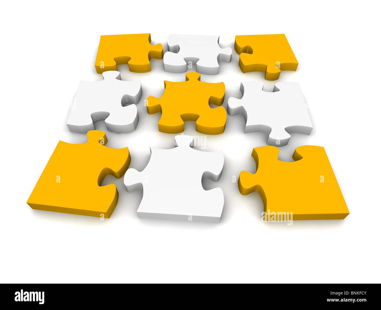 Zerlegte Jigsaw Puzzle. 3D gerenderte Darstellung. Stockfoto