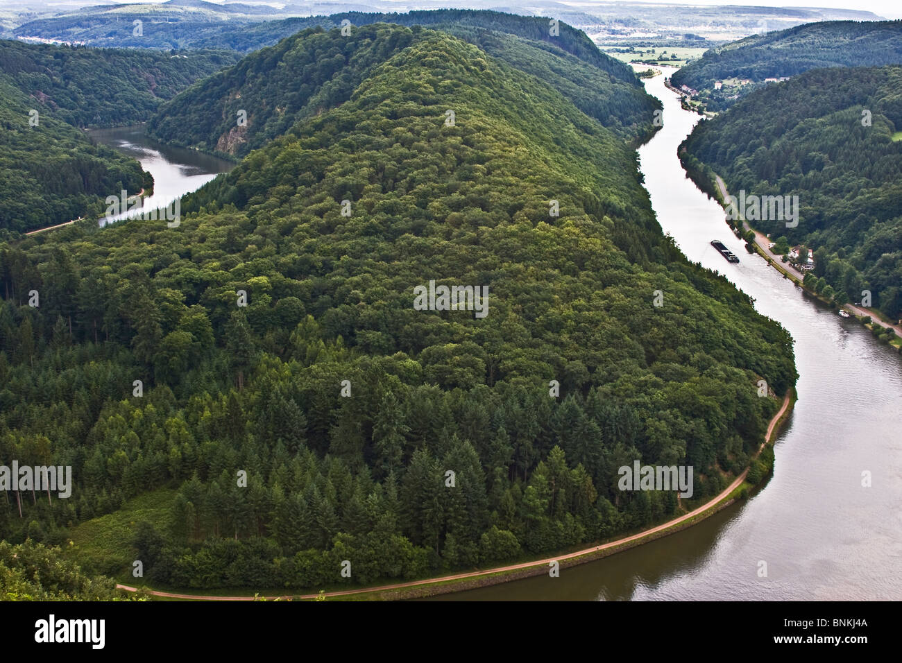 Die Saarschleife (Saar-Schleife); Saar-Fluss; Deutschland; Juli 2OO8 Stockfoto