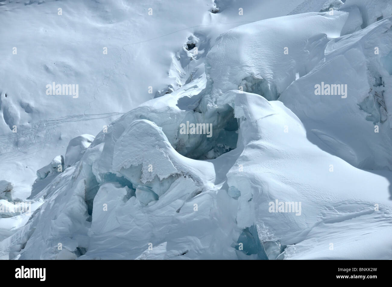 Frankreich Chamonix Eis Schnee Gletscher Eis Bildung Lücke Abgrund Schnee winter Stockfoto