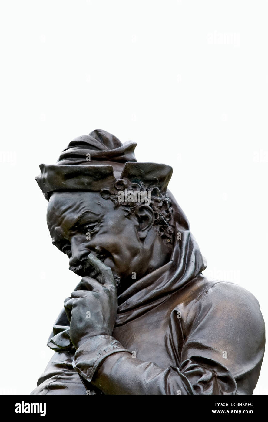 Die Falstaff-Skulptur am Sir Ronald Gower Denkmal Shakespeare in Stratford-upon-Avon, Warwickshire, England herausgeschnitten. Stockfoto