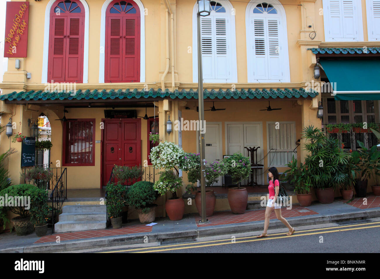 Singapur, Chinatown, Straßenszene, traditionellen Häusern, Stockfoto