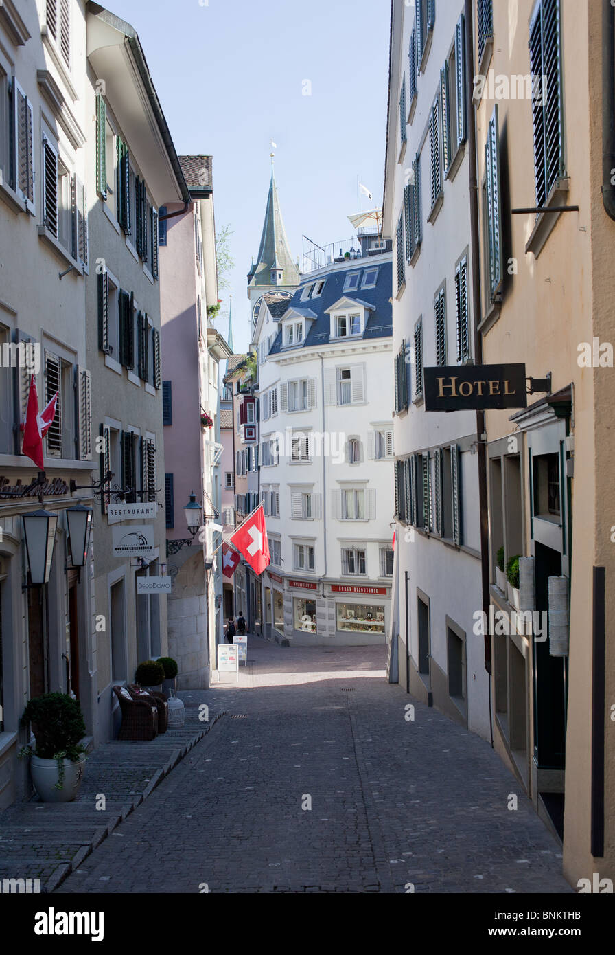 Alte Stadt Gasse, Zürich, Schweiz Stockfoto