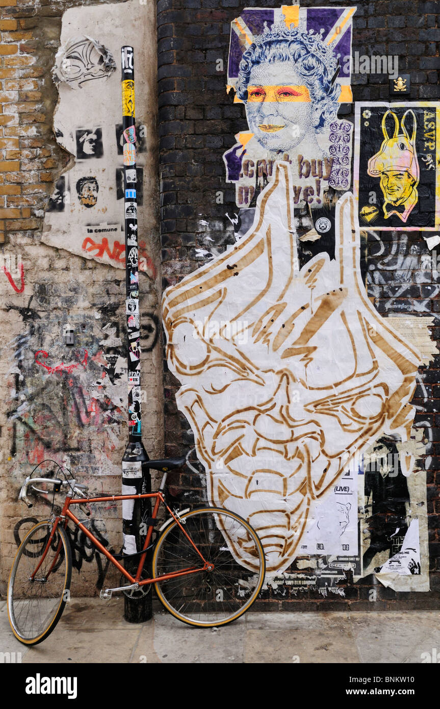 Graffiti Street Detail aus Brick Lane, London, England, UK Stockfoto