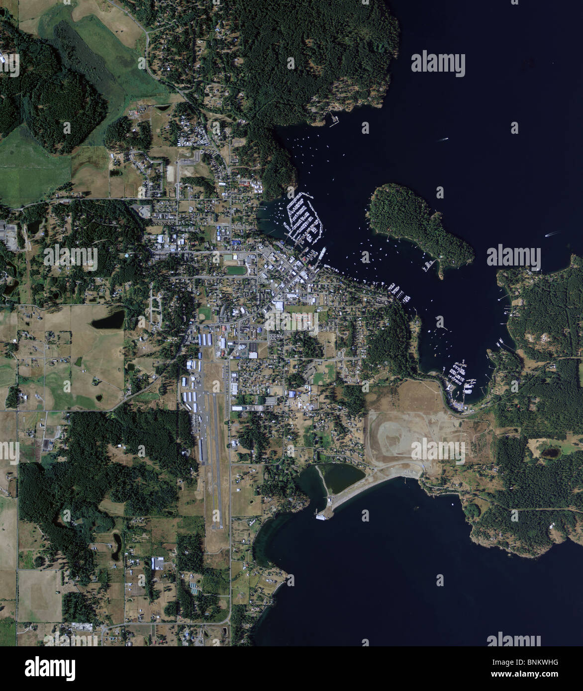 Luftbildkarte Draufsicht Friday Harbor San Juan Inseln Washington Stockfoto