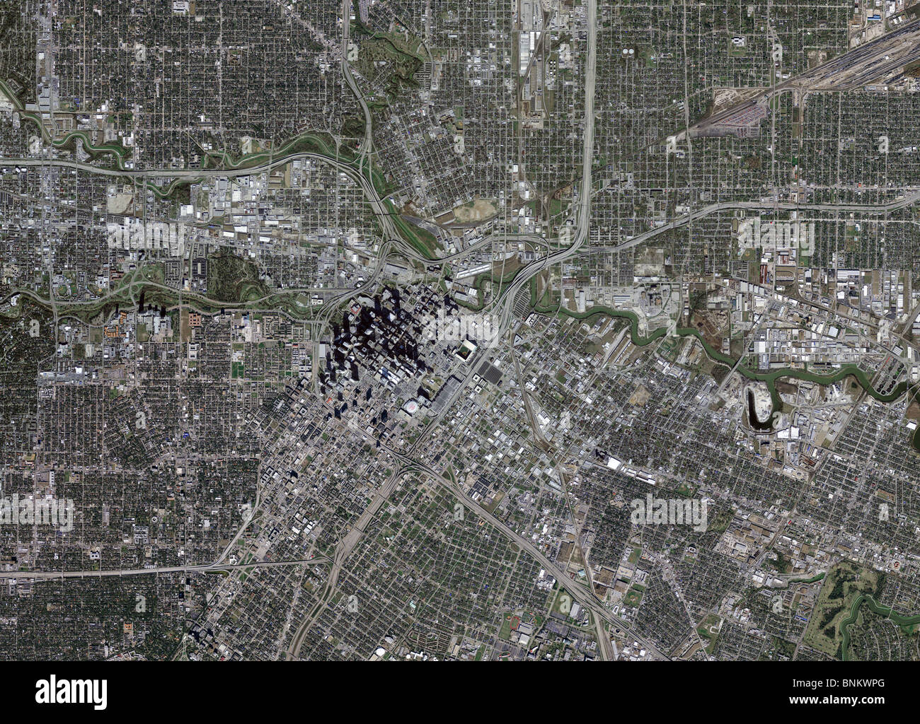 Luftbildkarte Draufsicht Großraum Houston Texas Stockfoto