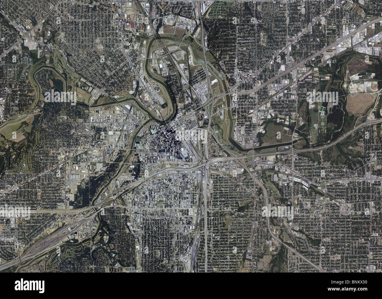 Luftbildkarte Draufsicht Großraum Fort Worth Texas Stockfoto