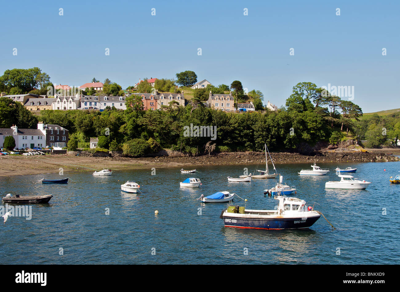 Boote Portree Insel von Skye, Schottland Stockfoto