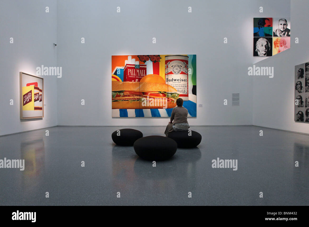 Ein Besucher schaut sich ein pop Kunstwerk namens Still Life Nr. 33, die von den amerikanischen Künstler Tom Wesselmann im Fine Arts wing im Israel Museum in Jerusalem Israel angezeigt Stockfoto
