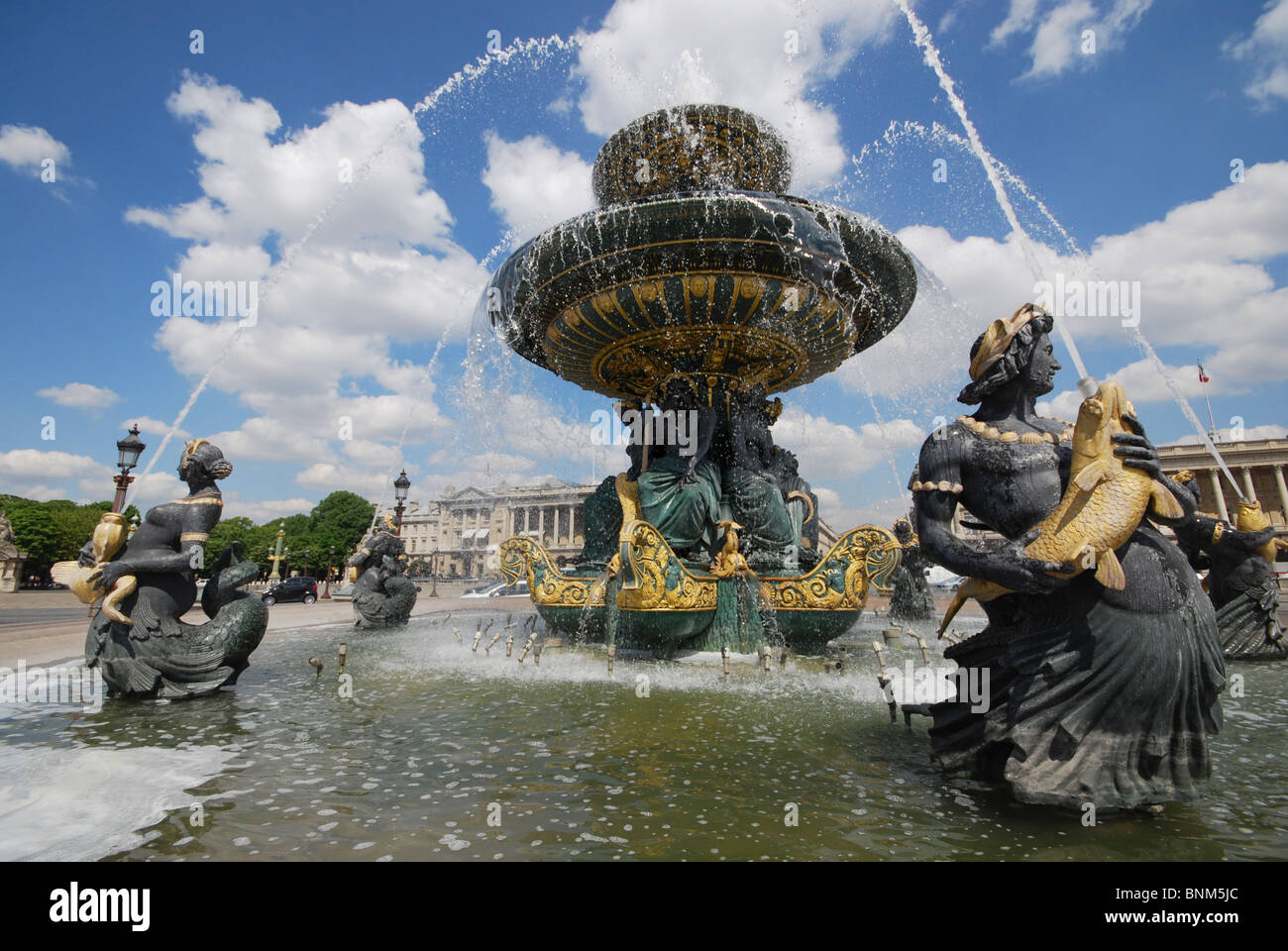Brunnen am Place De La Concorde Paris Frankreich Stockfoto