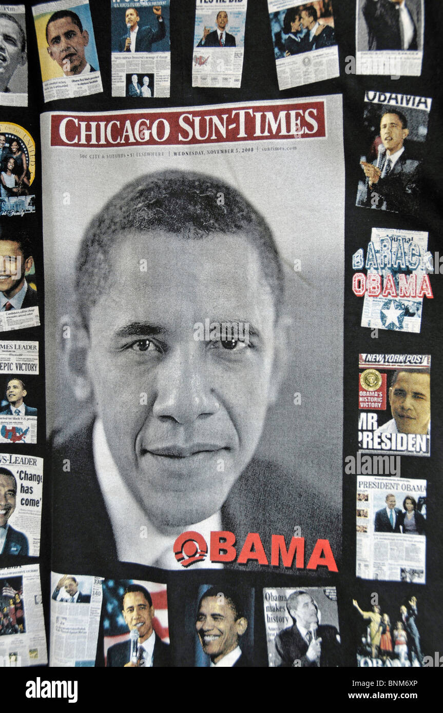 Bangkok Barack Obama Poster Obama Politik Politiker T-shirt Textil Industrie Thailand US-Präsident Wirtschaft Zeitgenosse Stockfoto