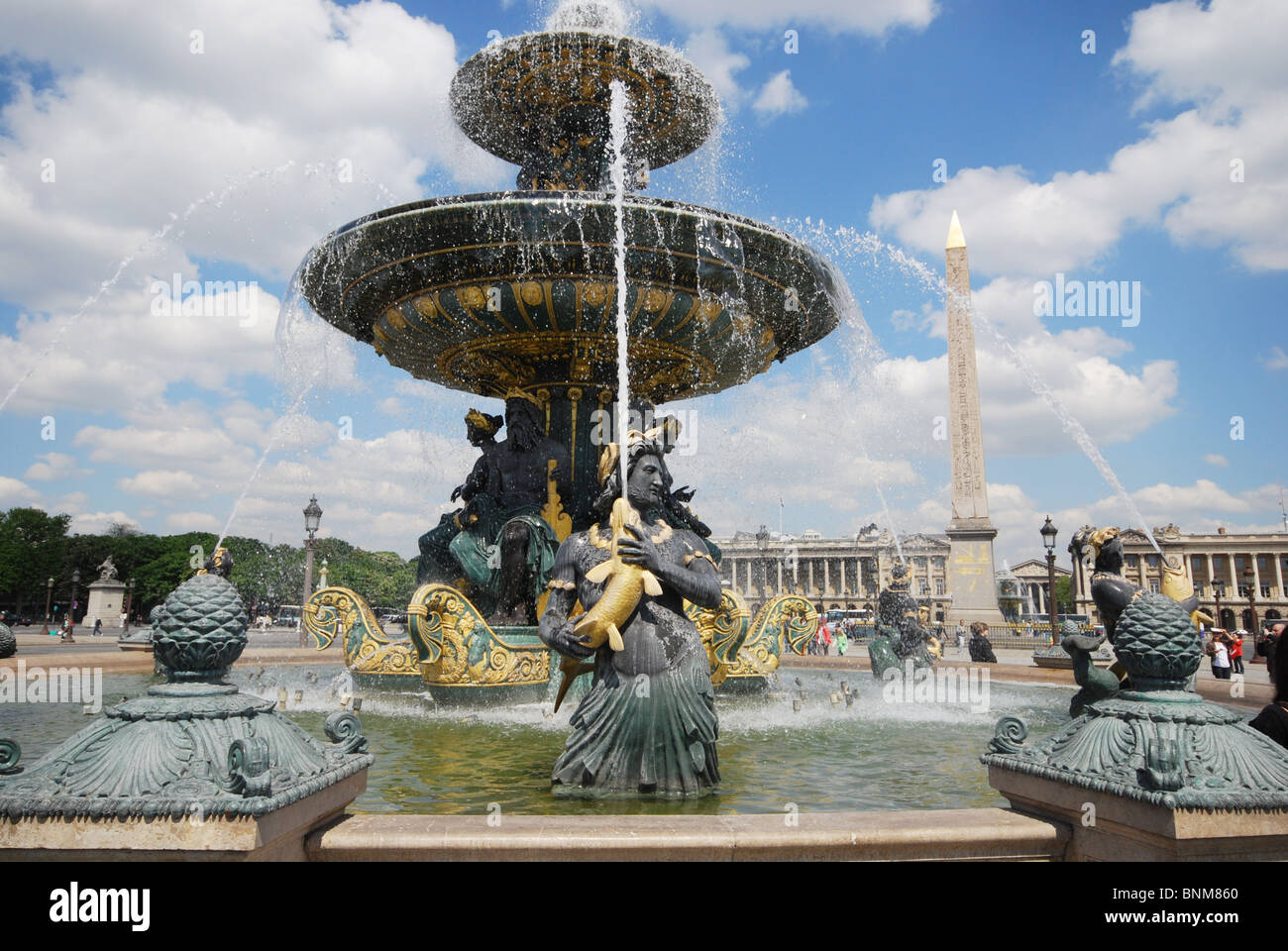 Brunnen am Place De La Concorde Paris Frankreich Stockfoto