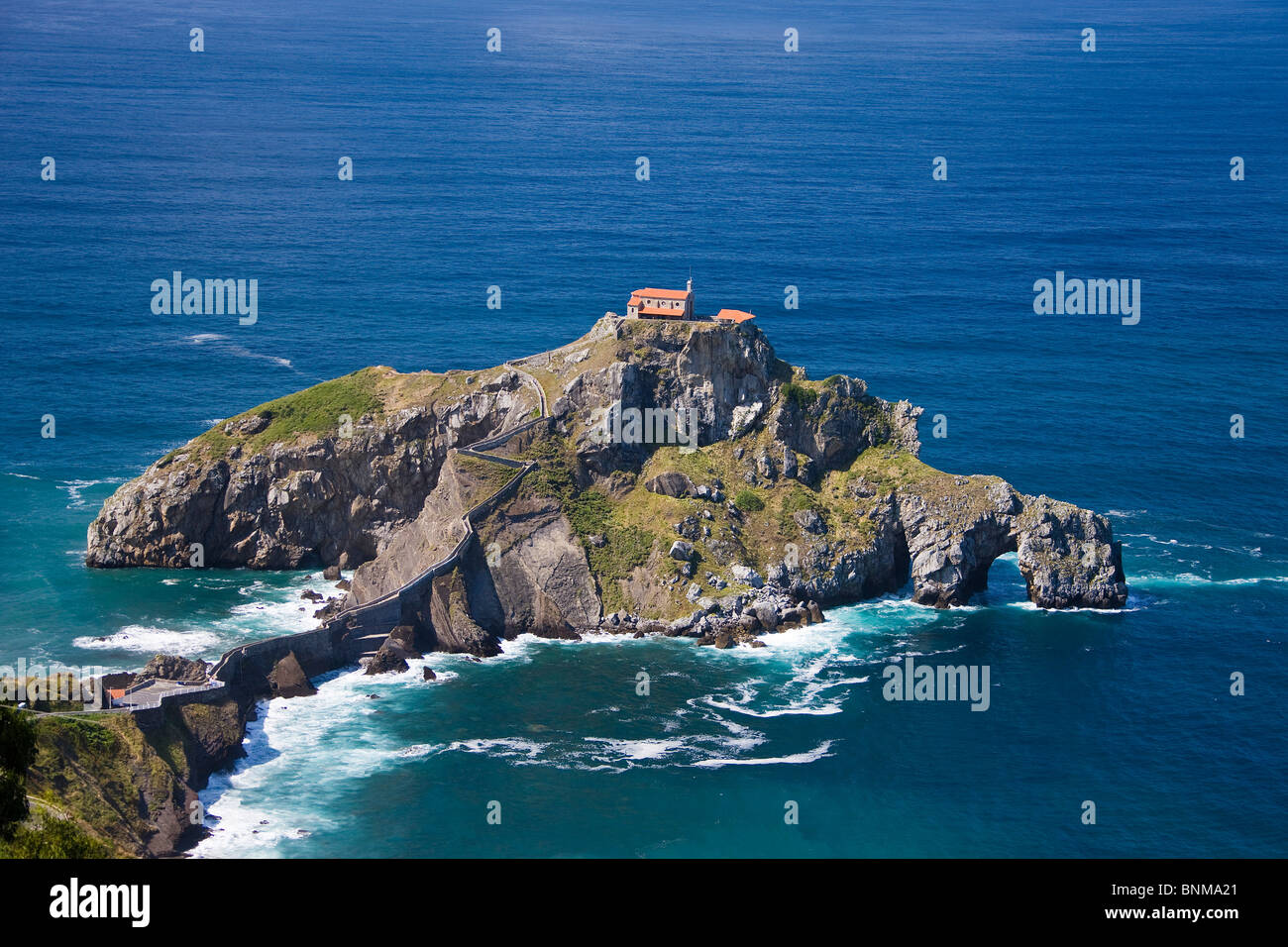 Reisen Halbinsel Spanien baskischen Provinzen San Juan de Gaztelugatxe Rock Cliff See reisen, Stockfoto