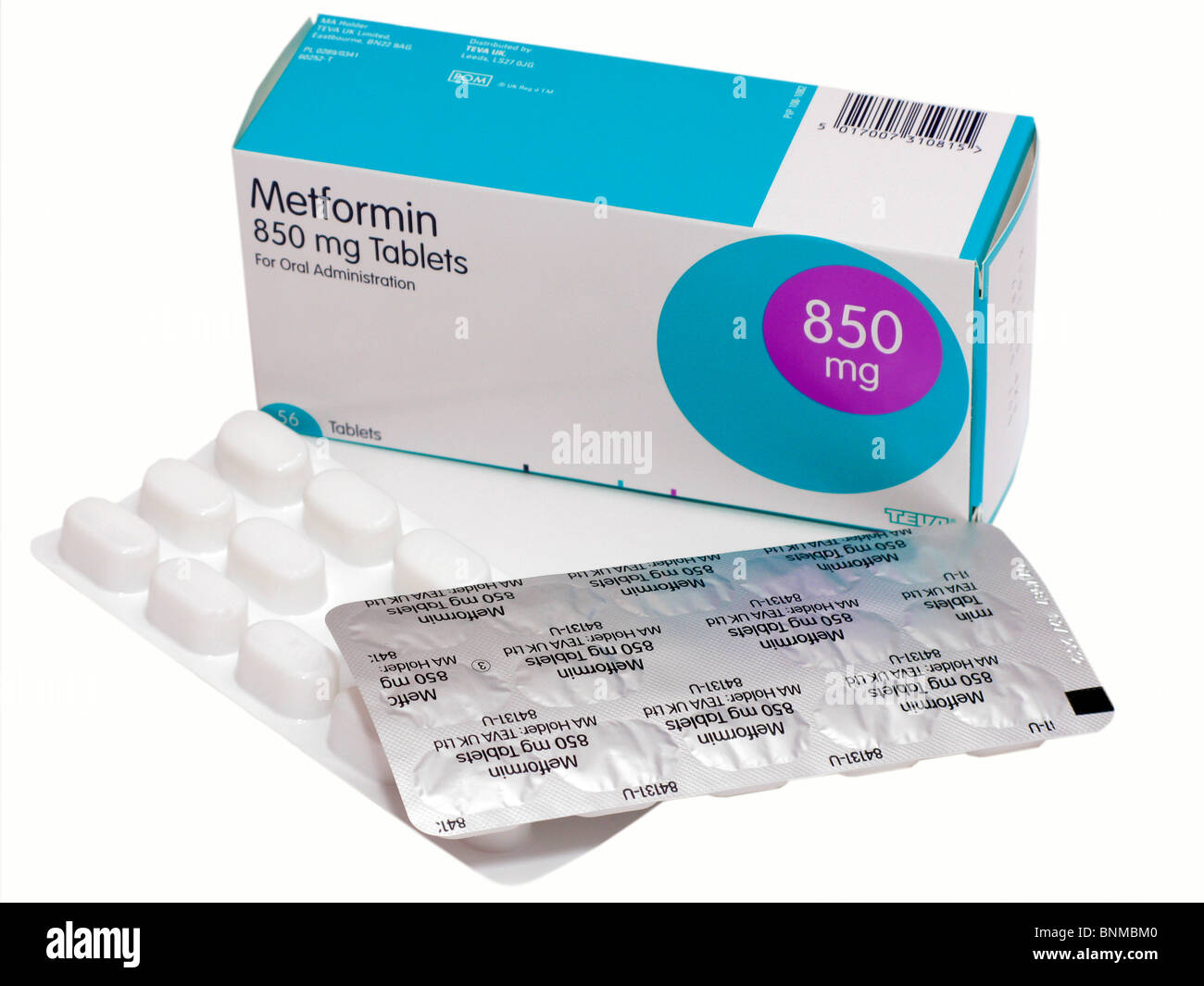 Metformin-Hydrochlorid verlängert relased Tabletten zur Behandlung von Diabetes durch das Niveau des Zuckers im Blut regulieren Stockfoto