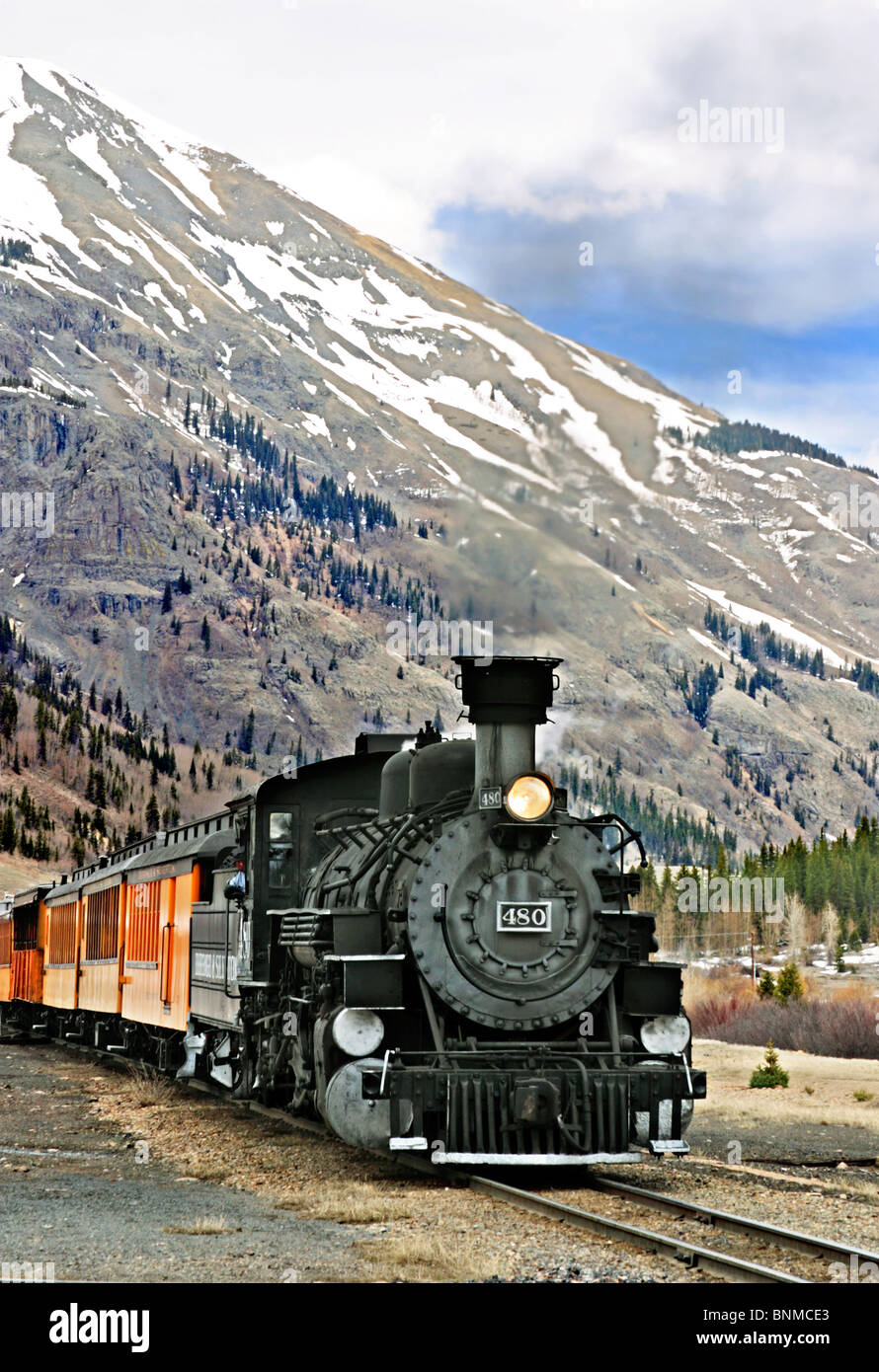 Eisenbahn Dampflok in Silverton in Colorado USA Stockfoto