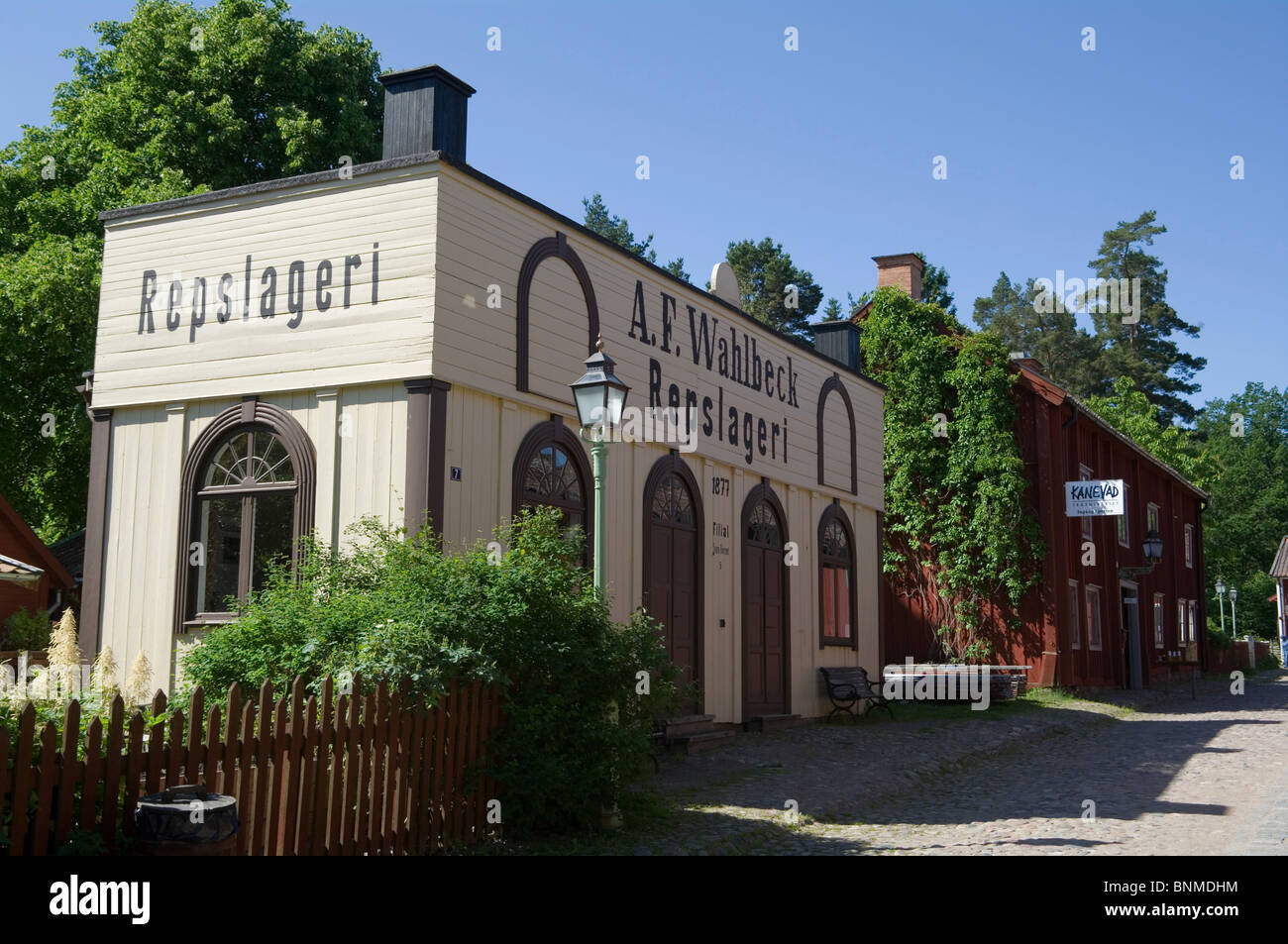 Seil-Shop in Gamla Linköping Freilichtmuseum in Linköping, Schweden. Stockfoto