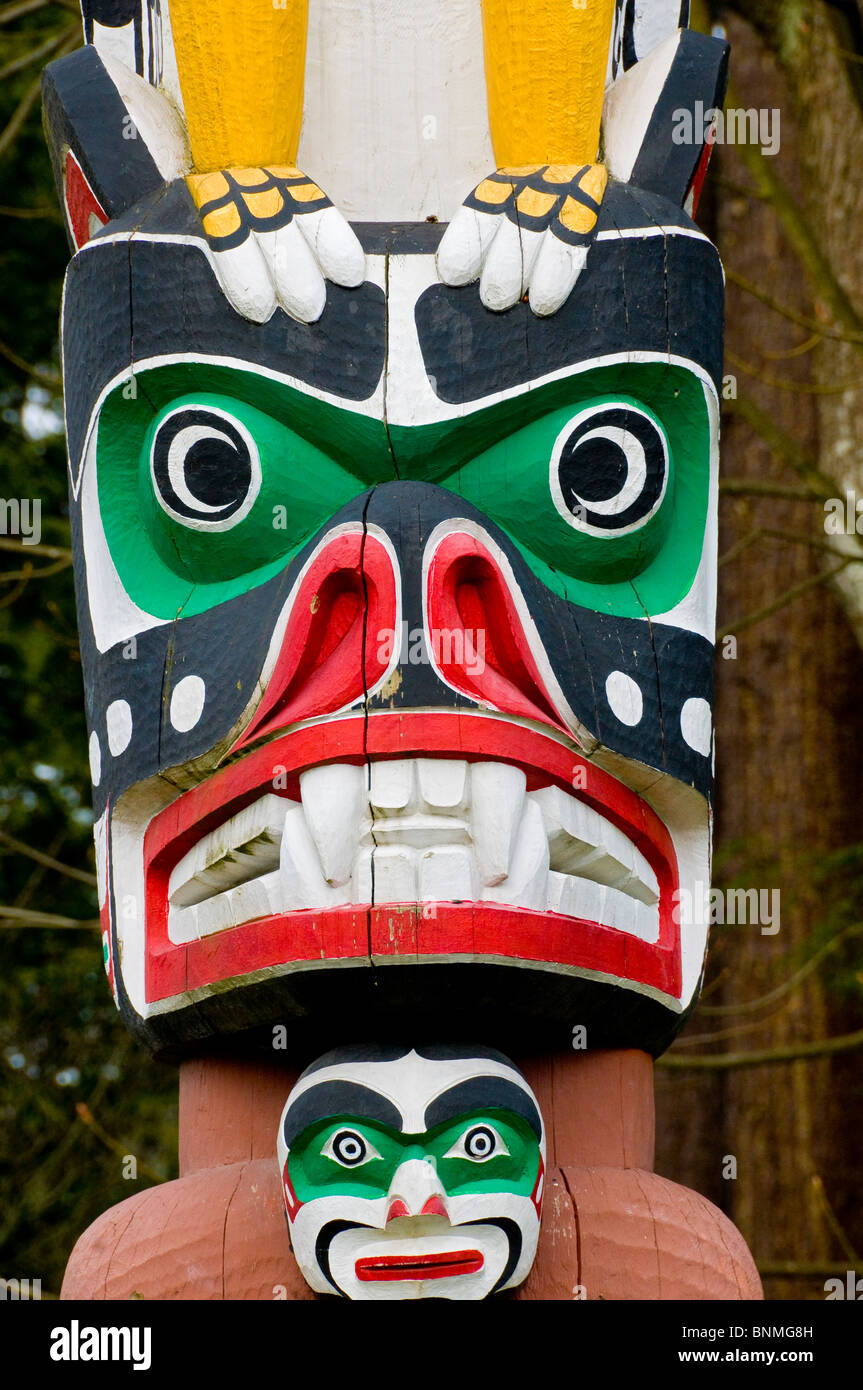 Totem Pole Stanley Park Vancouver Kanada Stockfoto