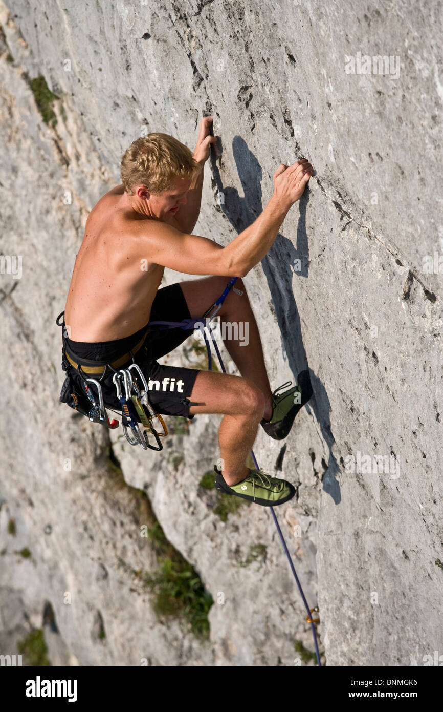 Klettern Sie Sport Ennstal Losenstein Nixloch Österreich Berg Wand