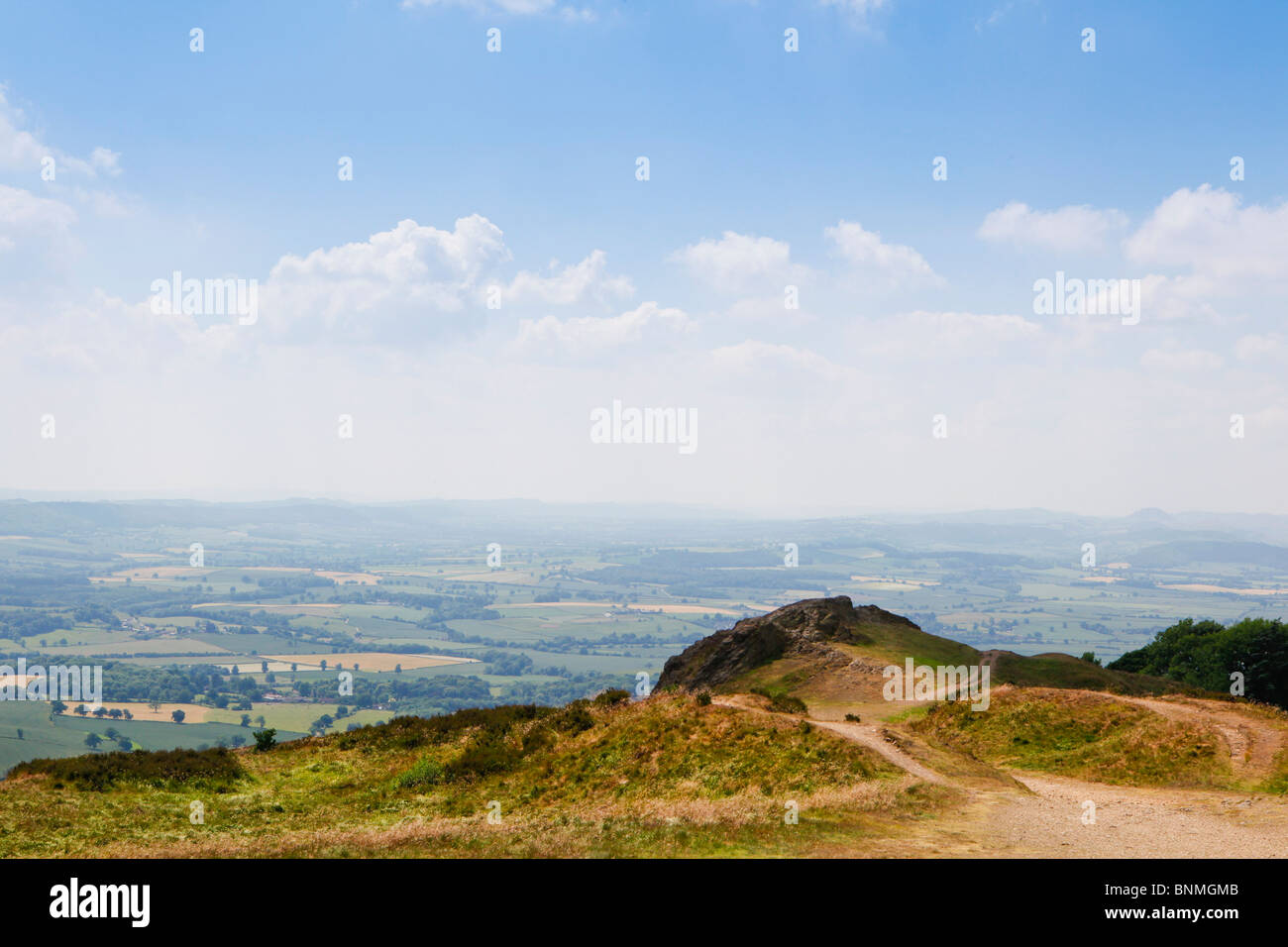 Blick vom The Wrekin Hügel, Telford, Shropshire, England Stockfoto