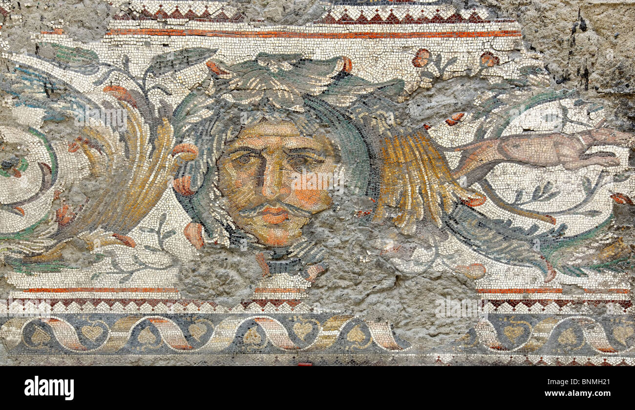 Mosaik; Fliesen; Roman; alten; byzantinische; Byzanz; Konstantinopel; Kunst; Handwerk; Skill; große Palast; auf dem Fußboden; Porträt; alt; Stockfoto