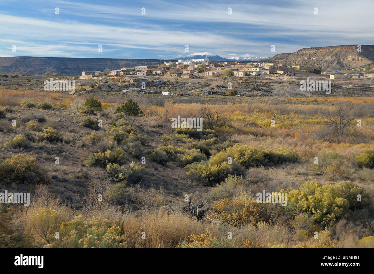 Gemeinde Dorf Mission San Jose De La Laguna Indian Pueblo New Mexico USA Nordamerika Himmel Landschaft Stockfoto