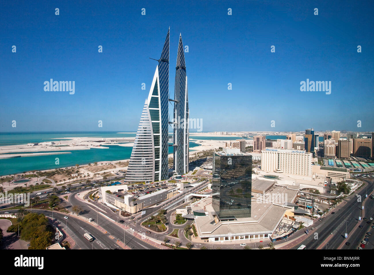 Bahrein Vereinigte Arabische Emirate VAE World Trade centre Manama Architektur Block von Wohnungen Hochhaus Hochbau Stockfoto