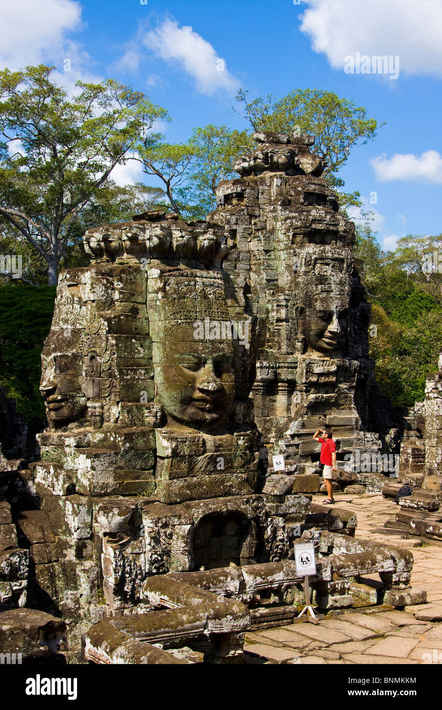 Kambodscha Fernost Asien Buddhismus Angkor Thom Tempel Religion Kulturstätte Kulturstein Figuren Figuren Weltkulturerbe Stockfoto