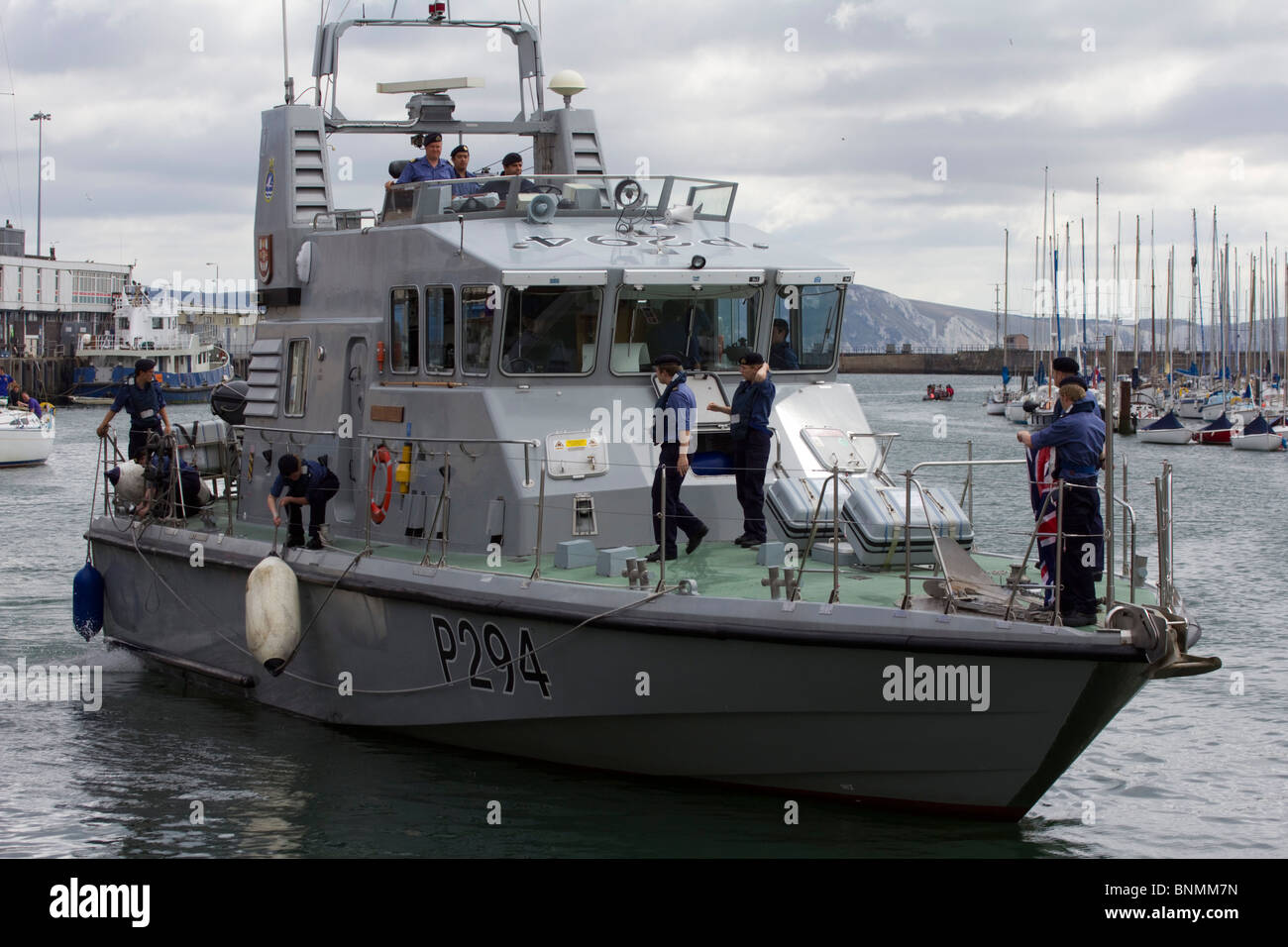 HMS Trompeter (P294) ist ein Bogenschütze Klassentyp P2000 Patrouille und Training Schiff in Weymouth harbour Dorset-england Stockfoto