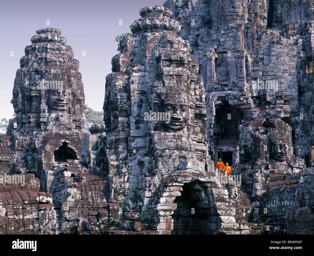 Kambodscha Fernost Asien Siem Reap Bayon Tempel Religion Kulturstätte Kultur Steinfiguren Figuren Reisen Sehenswertes Stockfoto