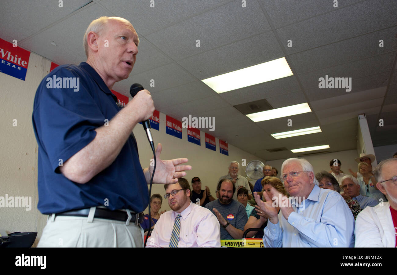 Demokratischer Kandidat für Texas Gouverneur Bill White Kampagnen in Huntsville, Texas. Stockfoto