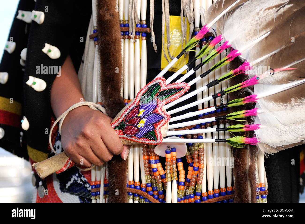 Native American Indian Woman Tänzerin Lakota 4. Juli Pow Wow Lame Deer Northern Cheyenne Indian Reservation Montana USA Stockfoto