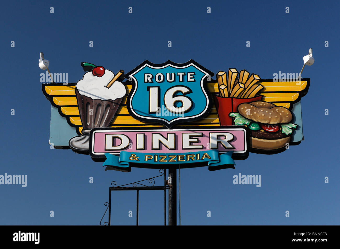 Route 16 Diner Schild Hill City Black Hills, South Dakota USA Stockfoto