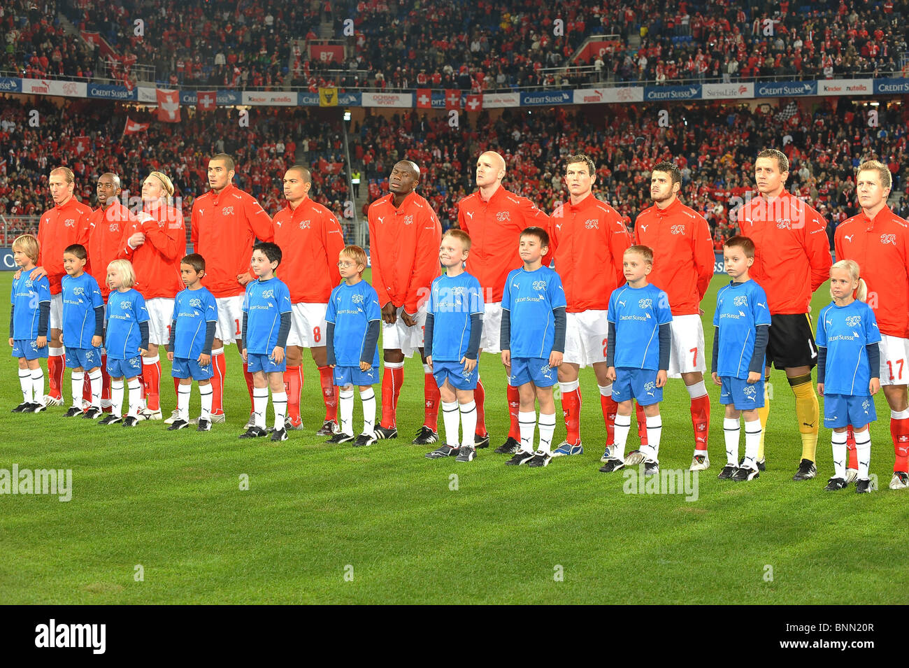 Fußball Fußball-Schweizer Nationalmannschaft im Gruppenbild 2009 Team Basel St. Jakob Stockfoto