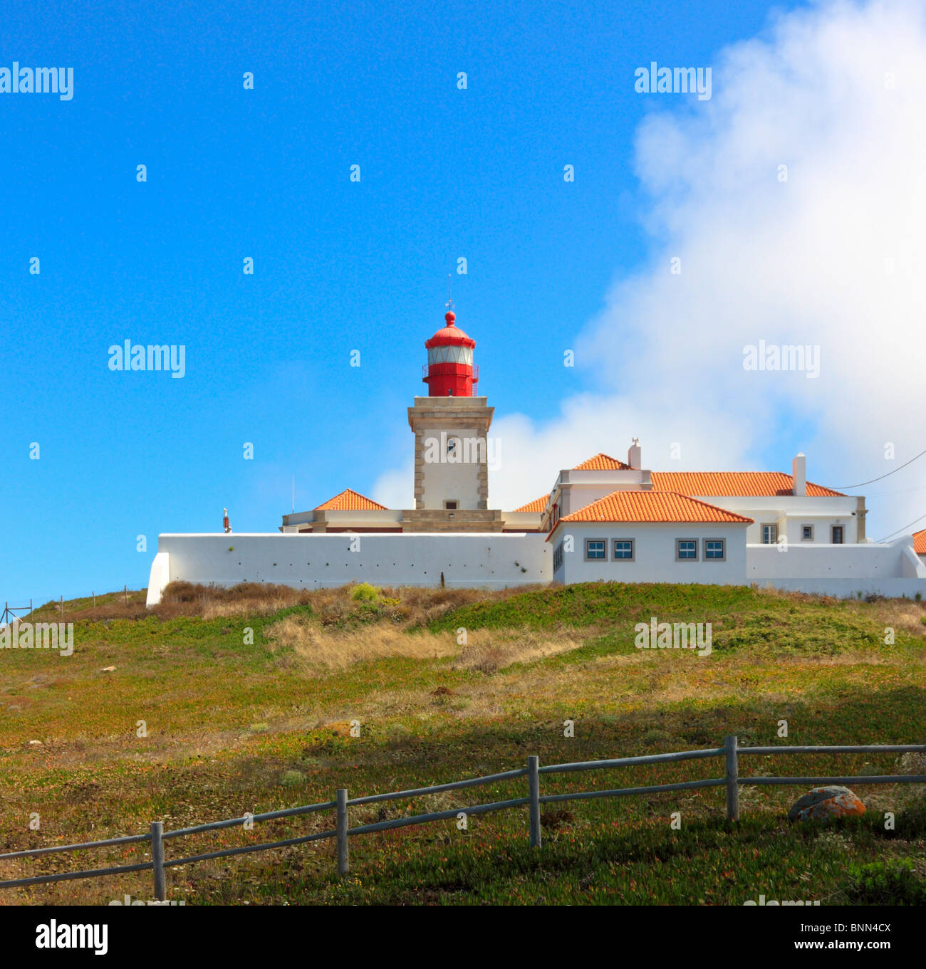 Leuchtturm am Cabo da Roca, der westlichste Punkt von Kontinentaleuropa, Portugal Stockfoto